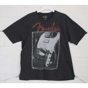 Fender Make History Telecaster Graphic Dark Gray T Shirt Gray XL Official Unisex